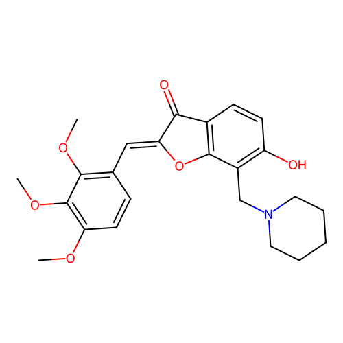 (Z)-6-hydroxy-7-(piperidin-1-ylmethyl)-2-(2,3,4-trimethoxybenzylidene)benzofuran-3(2H)-one structure
