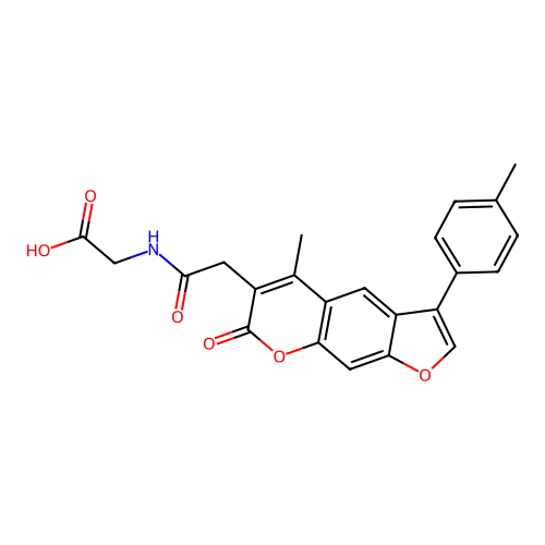 N-{[5-methyl-3-(4-methylphenyl)-7-oxo-7H-furo[3,2-g]chromen-6-yl]acetyl}glycine structure