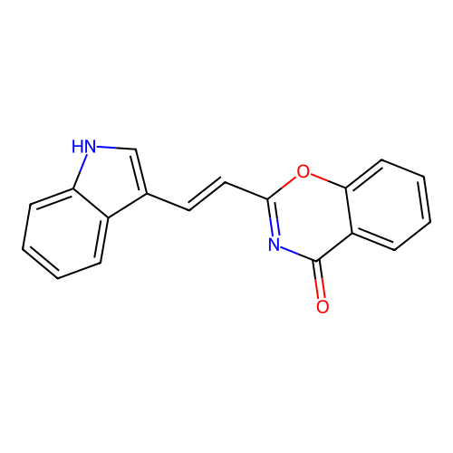 2-[(E)-2-(1H-indol-3-yl)ethenyl]-1,3-benzoxazin-4-one structure