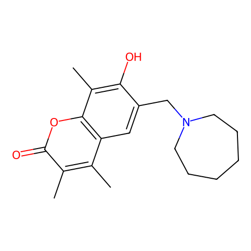 6-(azepan-1-ylmethyl)-7-hydroxy-3,4,8-trimethyl-2H-chromen-2-one structure