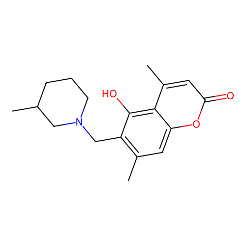 5-hydroxy-4,7-dimethyl-6-[(3-methylpiperidino)methyl]-2H-chromen-2-one structure