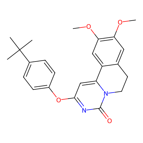 2-(4-(tert-butyl)phenoxy)-9,10-dimethoxy-6,7-dihydro-4H-pyrimido[6,1-a]isoquinolin-4-one structure