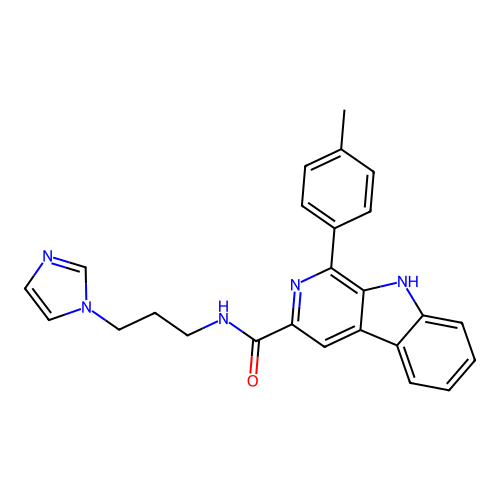 N-(3-(1H-imidazol-1-yl)propyl)-1-(p-tolyl)-9H-pyrido[3,4-b]indole-3-carboxamide structure