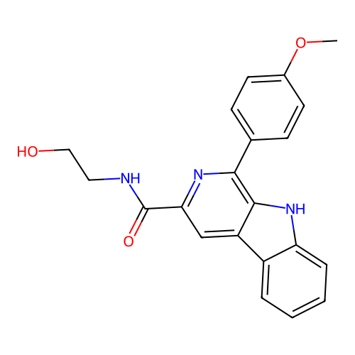 N-(2-hydroxyethyl)-1-(4-methoxyphenyl)-9H-pyrido[3,4-b]indole-3-carboxamide structure