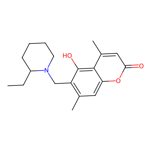 6-[(2-ethylpiperidino)methyl]-5-hydroxy-4,7-dimethyl-2H-chromen-2-one structure