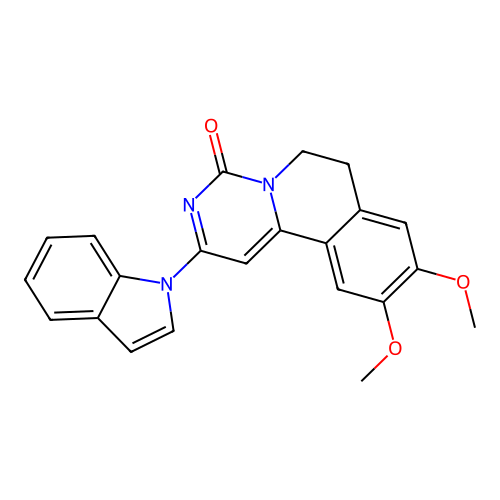 2-(1H-indol-1-yl)-9,10-dimethoxy-6,7-dihydro-4H-pyrimido[6,1-a]isoquinolin-4-one structure