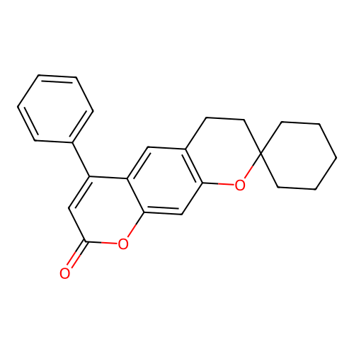 6'-phenyl-3',4'-dihydro-8'H-spiro[cyclohexane-1,2'-pyrano[3,2-g]chromen]-8'-one structure