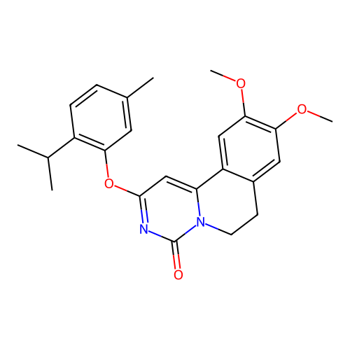 2-(2-isopropyl-5-methylphenoxy)-9,10-dimethoxy-6,7-dihydro-4H-pyrimido[6,1-a]isoquinolin-4-one structure