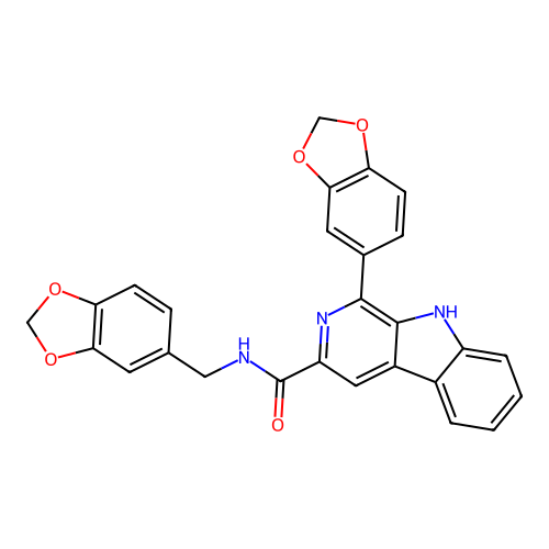 1-(1,3-benzodioxol-5-yl)-N-(1,3-benzodioxol-5-ylmethyl)-9H-beta-carboline-3-carboxamide structure