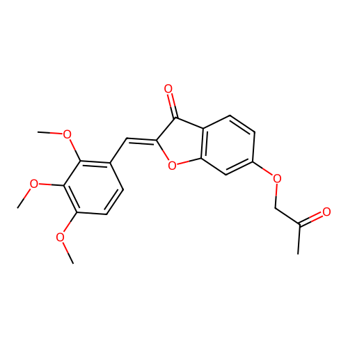 (Z)-6-(2-oxopropoxy)-2-(2,3,4-trimethoxybenzylidene)benzofuran-3(2H)-one structure