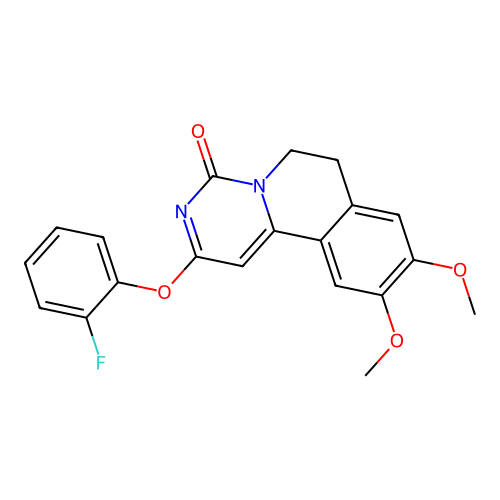 2-(2-fluorophenoxy)-9,10-dimethoxy-6,7-dihydro-4H-pyrimido[6,1-a]isoquinolin-4-one structure