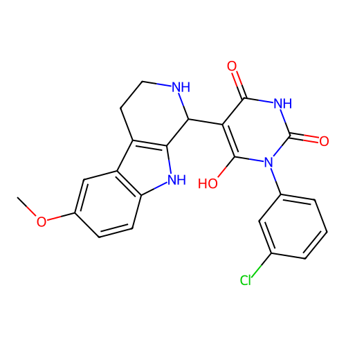 3-(3-chlorophenyl)-6-hydroxy-5-(6-methoxy-2,3,4,9-tetrahydro-1H-pyrido[3,4-b]indol-1-yl)pyrimidine-2,4(1H,3H)-dione structure