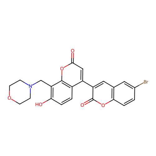 6-Bromo-3-[7-hydroxy-8-(morpholin-4-ylmethyl)-2-oxochromen-4-yl]chromen-2-one structure
