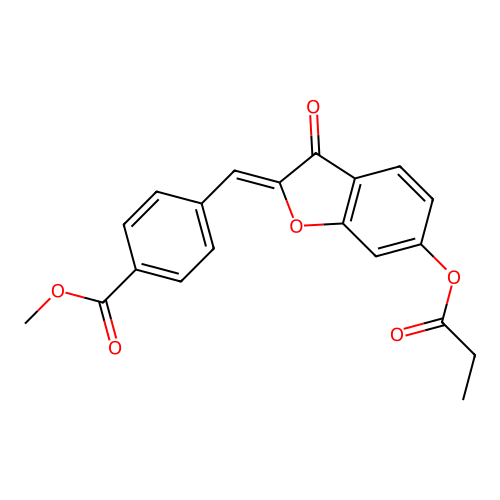 (Z)-methyl 4-((3-oxo-6-(propionyloxy)benzofuran-2(3H)-ylidene)methyl)benzoate structure