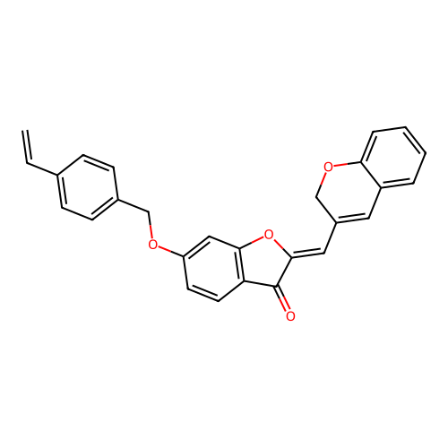 2-(2H-chromen-3-ylmethylene)-6-[(4-vinylphenyl)methoxy]benzo[b]furan-3-one structure