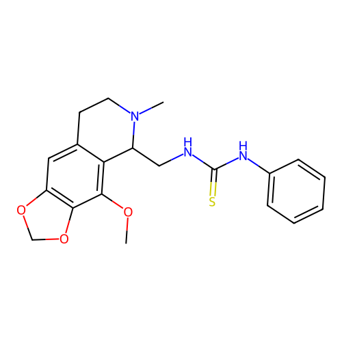 1-((4-methoxy-6-methyl-5,6,7,8-tetrahydro-[1,3]dioxolo[4,5-g]isoquinolin-5-yl)methyl)-3-phenylthiourea structure