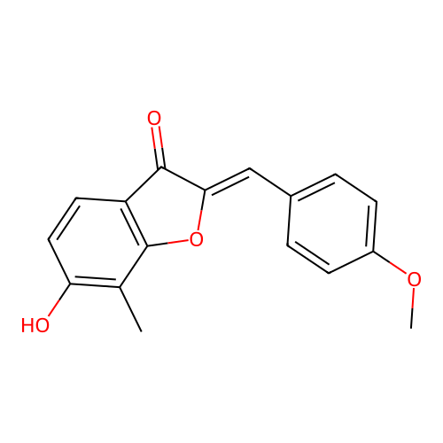 (2Z)-6-hydroxy-2-(4-methoxybenzylidene)-7-methyl-1-benzofuran-3(2H)-one structure