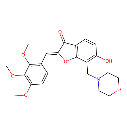 (Z)-6-hydroxy-7-(morpholinomethyl)-2-(2,3,4-trimethoxybenzylidene)benzofuran-3(2H)-one structure