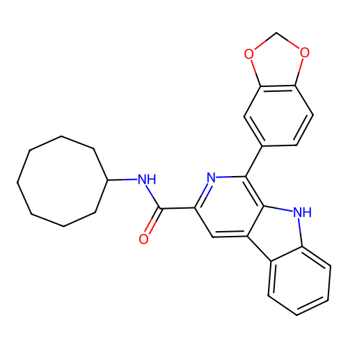 1-(1,3-benzodioxol-5-yl)-N-cyclooctyl-9H-beta-carboline-3-carboxamide structure