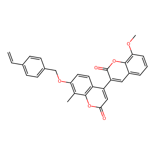 7'-[(4-ethenylbenzyl)oxy]-8-methoxy-8'-methyl-2H,2'H-3,4'-bichromene-2,2'-dione structure