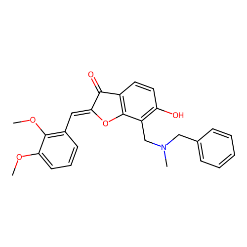 (Z)-7-((benzyl(methyl)amino)methyl)-2-(2,3-dimethoxybenzylidene)-6-hydroxybenzofuran-3(2H)-one structure