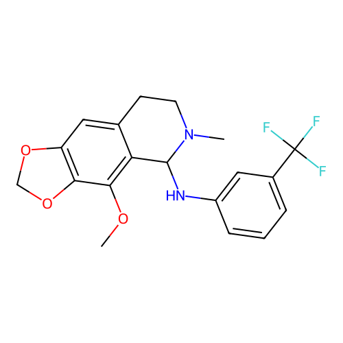 4-methoxy-6-methyl-N-(3-(trifluoromethyl)phenyl)-5,6,7,8-tetrahydro-[1,3]dioxolo[4,5-g]isoquinolin-5-amine structure