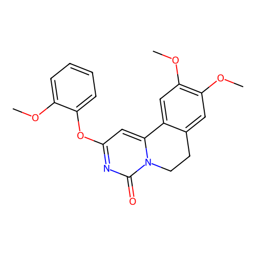 9,10-dimethoxy-2-(2-methoxyphenoxy)-6,7-dihydro-4H-pyrimido[6,1-a]isoquinolin-4-one structure