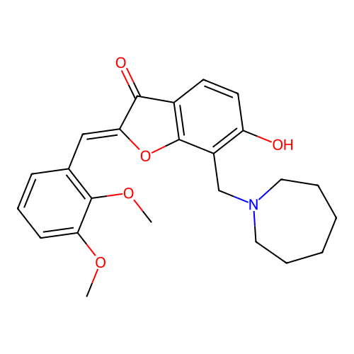 (Z)-7-(azepan-1-ylmethyl)-2-(2,3-dimethoxybenzylidene)-6-hydroxybenzofuran-3(2H)-one structure