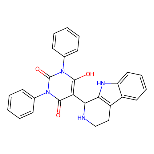 6-hydroxy-1,3-diphenyl-5-(2,3,4,9-tetrahydro-1H-pyrido[3,4-b]indol-1-yl)pyrimidine-2,4(1H,3H)-dione structure