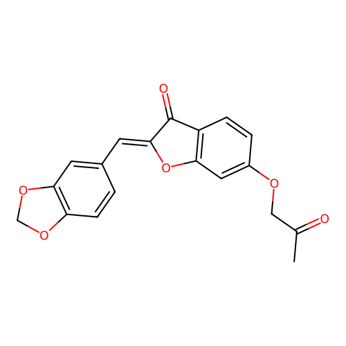 (Z)-2-(benzo[d][1,3]dioxol-5-ylmethylene)-6-(2-oxopropoxy)benzofuran-3(2H)-one structure