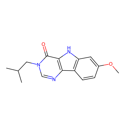 3-isobutyl-7-methoxy-3H-pyrimido[5,4-b]indol-4(5H)-one structure