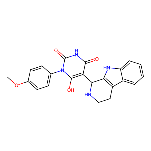 6-hydroxy-3-(4-methoxyphenyl)-5-(2,3,4,9-tetrahydro-1H-pyrido[3,4-b]indol-1-yl)pyrimidine-2,4(1H,3H)-dione structure