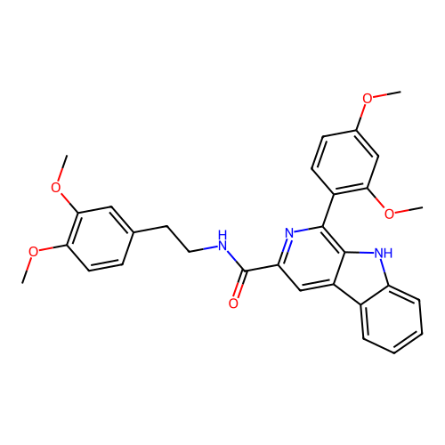 1-(2,4-dimethoxyphenyl)-N-[2-(3,4-dimethoxyphenyl)ethyl]-9H-beta-carboline-3-carboxamide structure