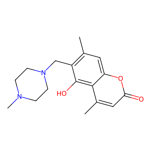 5-hydroxy-4,7-dimethyl-6-[(4-methylpiperazino)methyl]-2H-chromen-2-one structure