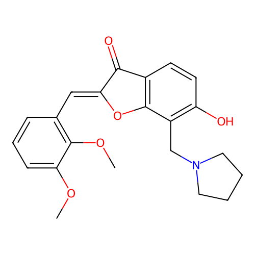 (Z)-2-(2,3-dimethoxybenzylidene)-6-hydroxy-7-(pyrrolidin-1-ylmethyl)benzofuran-3(2H)-one structure