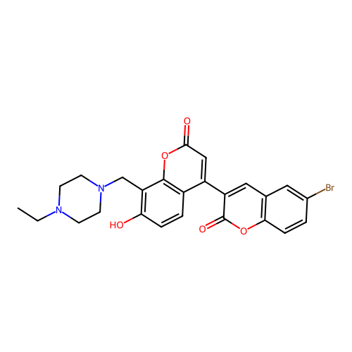 6-bromo-8'-((4-ethylpiperazin-1-yl)methyl)-7'-hydroxy-2H,2'H-[3,4'-bichromene]-2,2'-dione structure