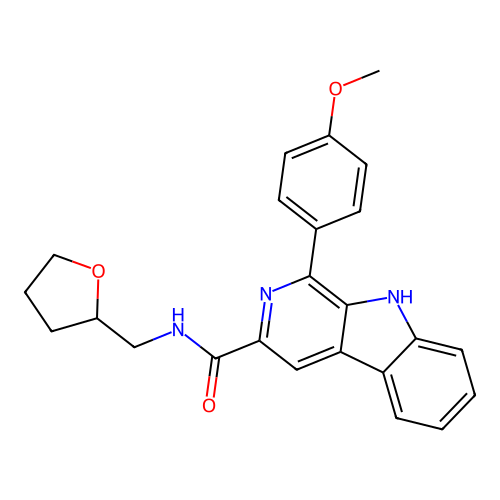 1-(4-methoxyphenyl)-N-((tetrahydrofuran-2-yl)methyl)-9H-pyrido[3,4-b]indole-3-carboxamide structure
