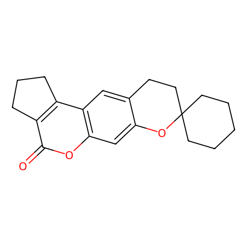 2',3',9',10'-tetrahydrospiro[cyclohexane-1,8'-cyclopenta[c]pyrano[3,2-g]chromen]-4'(1'H)-one structure