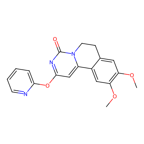 9,10-dimethoxy-2-(pyridin-2-yloxy)-6,7-dihydro-4H-pyrimido[6,1-a]isoquinolin-4-one structure