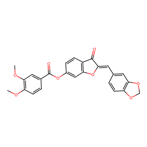 (Z)-2-(benzo[d][1,3]dioxol-5-ylmethylene)-3-oxo-2,3-dihydrobenzofuran-6-yl 3,4-dimethoxybenzoate structure