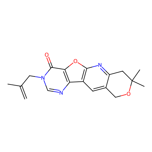 8,8-dimethyl-3-(2-methylallyl)-7,8-dihydro-3H-pyrano[3'',4'':5',6']pyrido[3',2':4,5]furo[3,2-d]pyrimidin-4(10H)-one structure