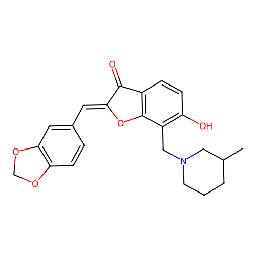 (Z)-2-(benzo[d][1,3]dioxol-5-ylmethylene)-6-hydroxy-7-((3-methylpiperidin-1-yl)methyl)benzofuran-3(2H)-one structure