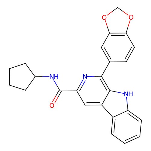 1-(1,3-benzodioxol-5-yl)-N-cyclopentyl-9H-beta-carboline-3-carboxamide structure