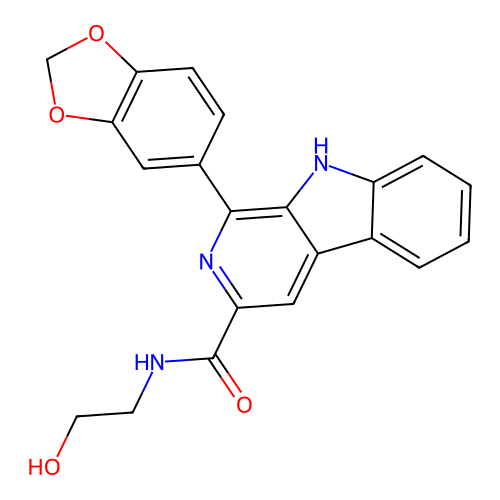 1-(1,3-benzodioxol-5-yl)-N-(2-hydroxyethyl)-9H-beta-carboline-3-carboxamide structure