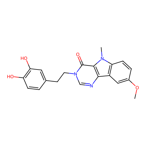 3-(3,4-dihydroxyphenethyl)-8-methoxy-5-methyl-3H-pyrimido[5,4-b]indol-4(5H)-one structure
