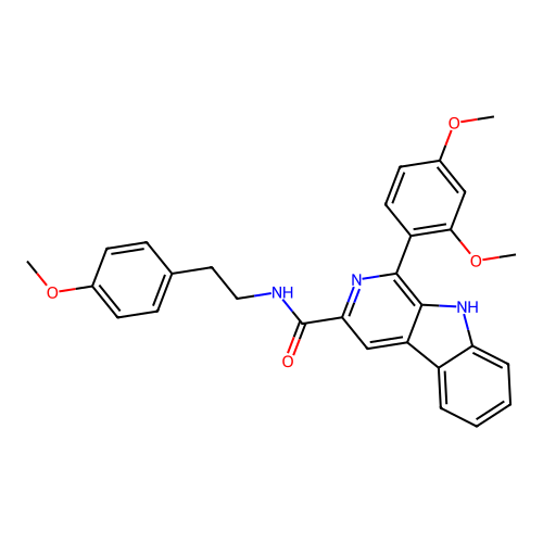 1-(2,4-dimethoxyphenyl)-N-(4-methoxyphenethyl)-9H-pyrido[3,4-b]indole-3-carboxamide structure