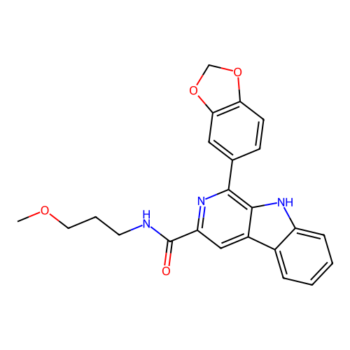 1-(1,3-benzodioxol-5-yl)-N-(3-methoxypropyl)-9H-beta-carboline-3-carboxamide structure