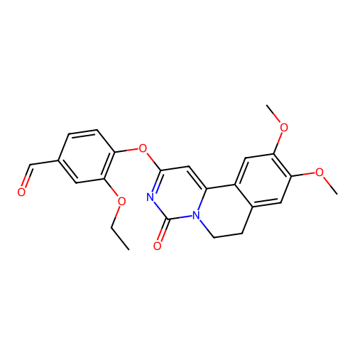 4-((9,10-dimethoxy-4-oxo-6,7-dihydro-4H-pyrimido[6,1-a]isoquinolin-2-yl)oxy)-3-ethoxybenzaldehyde structure