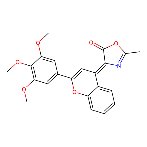 (4Z)-2-methyl-4-[2-(3,4,5-trimethoxyphenyl)-4H-chromen-4-ylidene]-1,3-oxazol-5(4H)-one structure