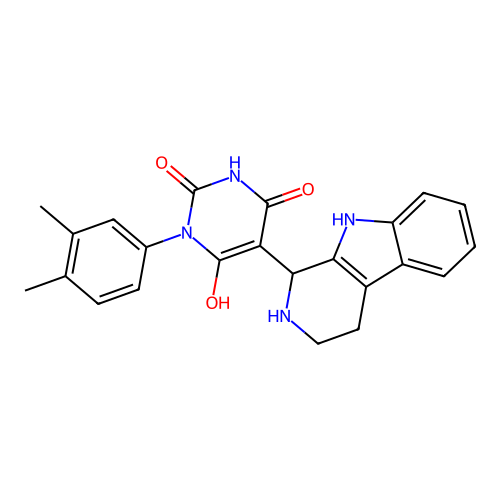 1-(3,4-dimethylphenyl)-6-hydroxy-5-(2,3,4,9-tetrahydro-1H-pyrido[3,4-b]indol-1-yl)pyrimidine-2,4(1H,3H)-dione structure